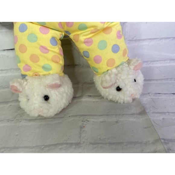 Vintage Plush Creations Lamb Sheep With Slippers Plush Stuffed Animal Polka Dots - Picture 3 of 9